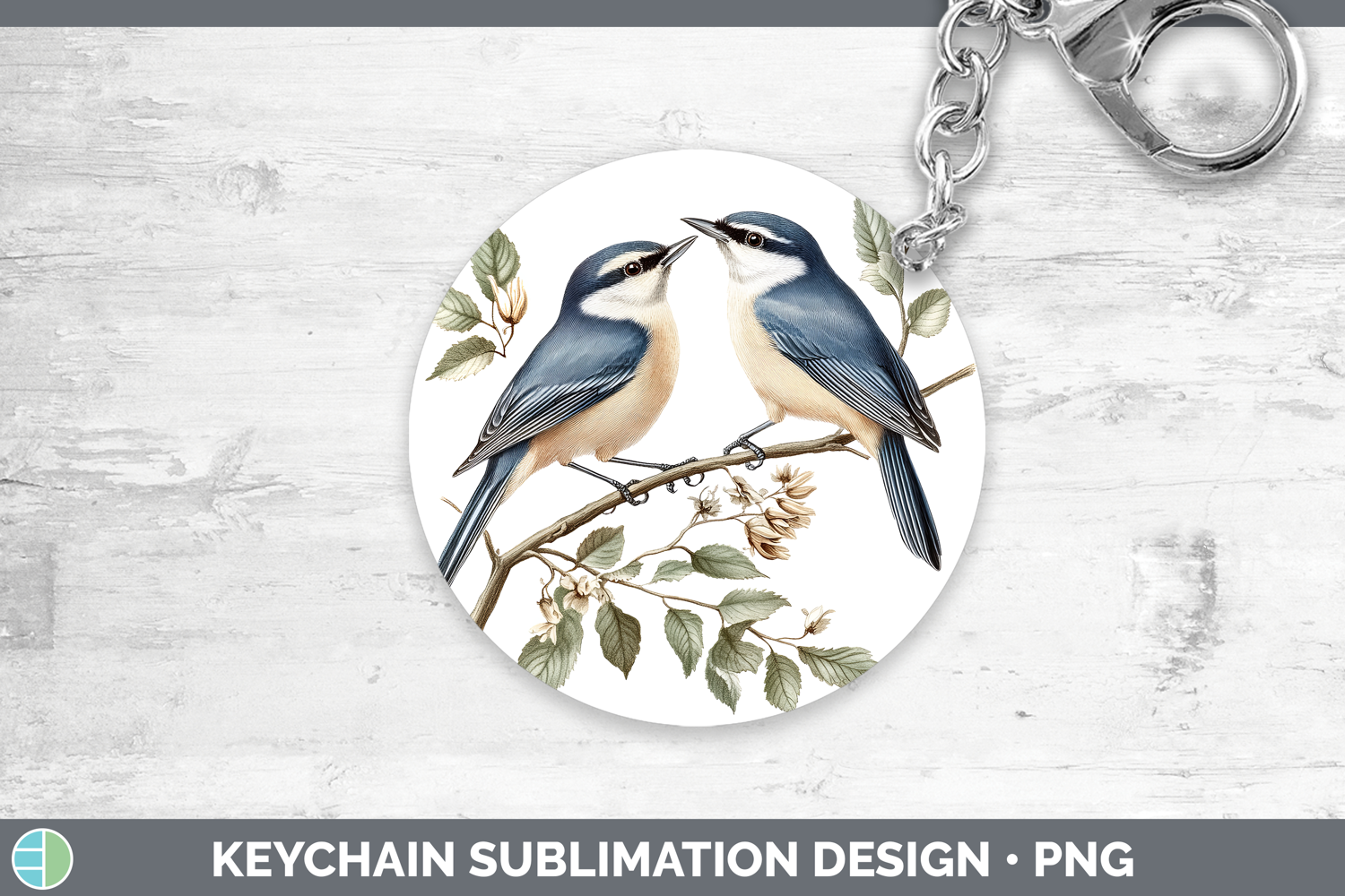 GorgeousBirds 01 Vintage Keychain design.