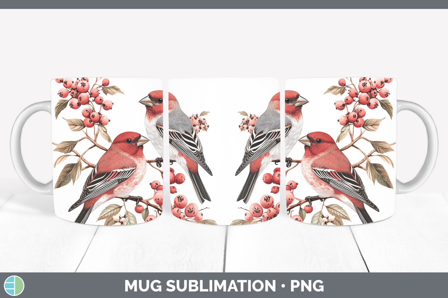 GorgeousBirds 01 Vintage Mug Wrap design.
