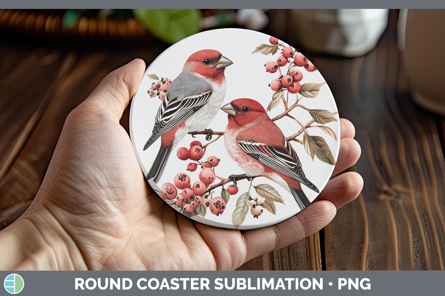 GorgeousBirds 01 Vintage Round Coaster design.