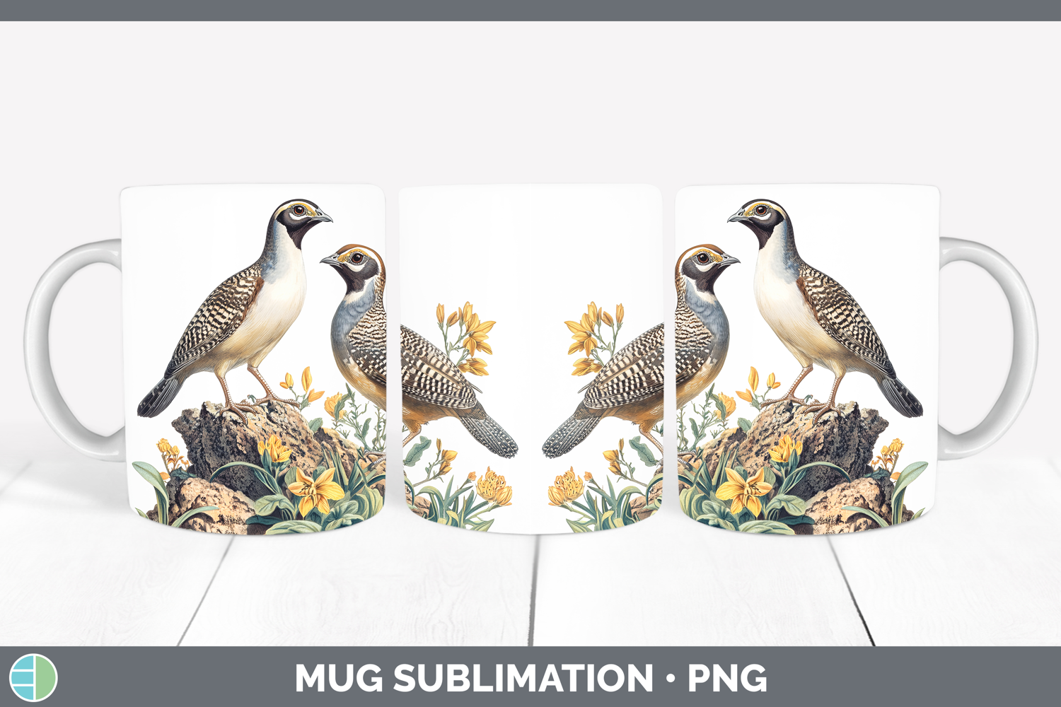 GorgeousBirds 01 Vintage Mug Wrap design.