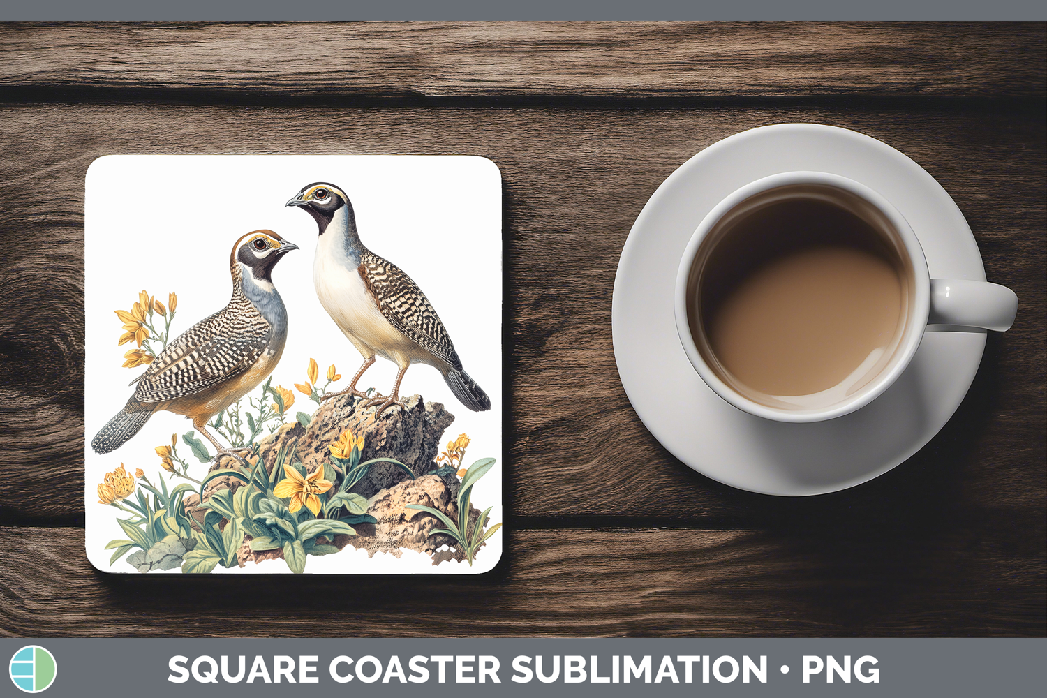 GorgeousBirds 01 Vintage Square Coaster design.