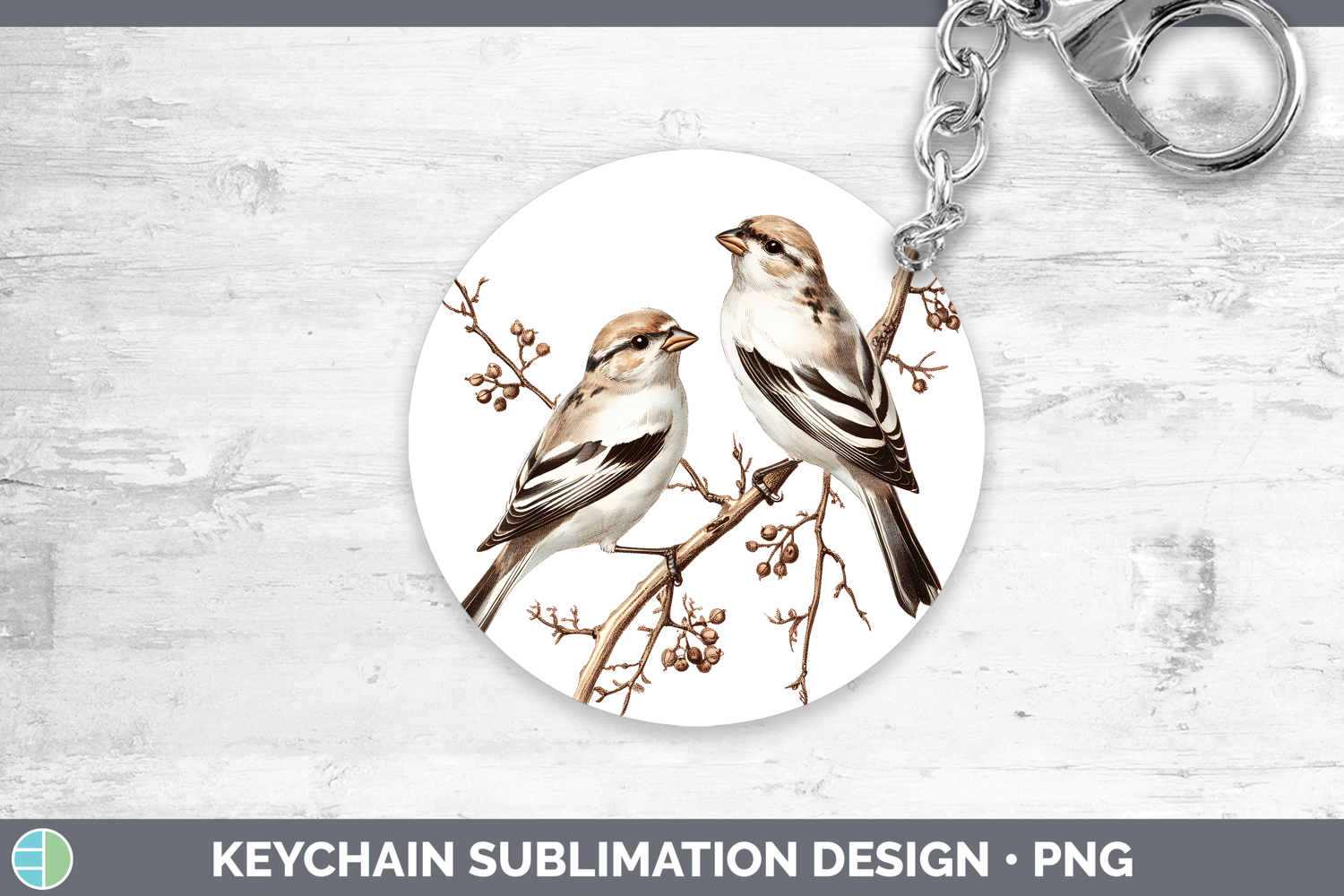 GorgeousBirds 01 Vintage Keychain design.