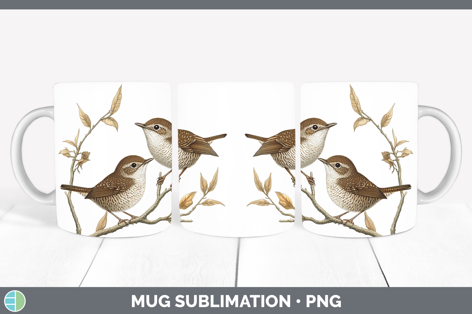 GorgeousBirds 01 Vintage Mug Wrap design.