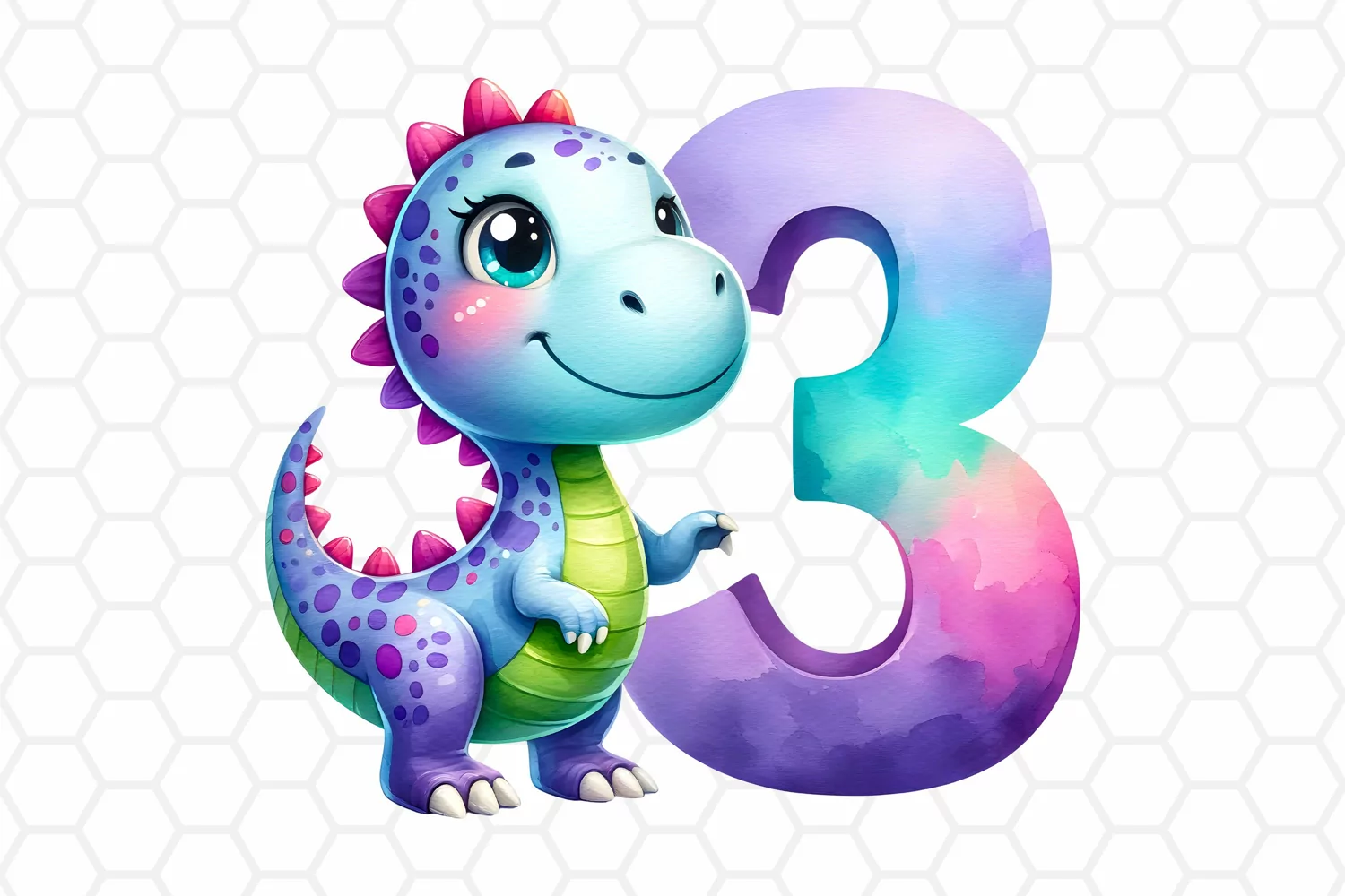 Birthday Dinosaur Watercolor Clipart Sublimation
