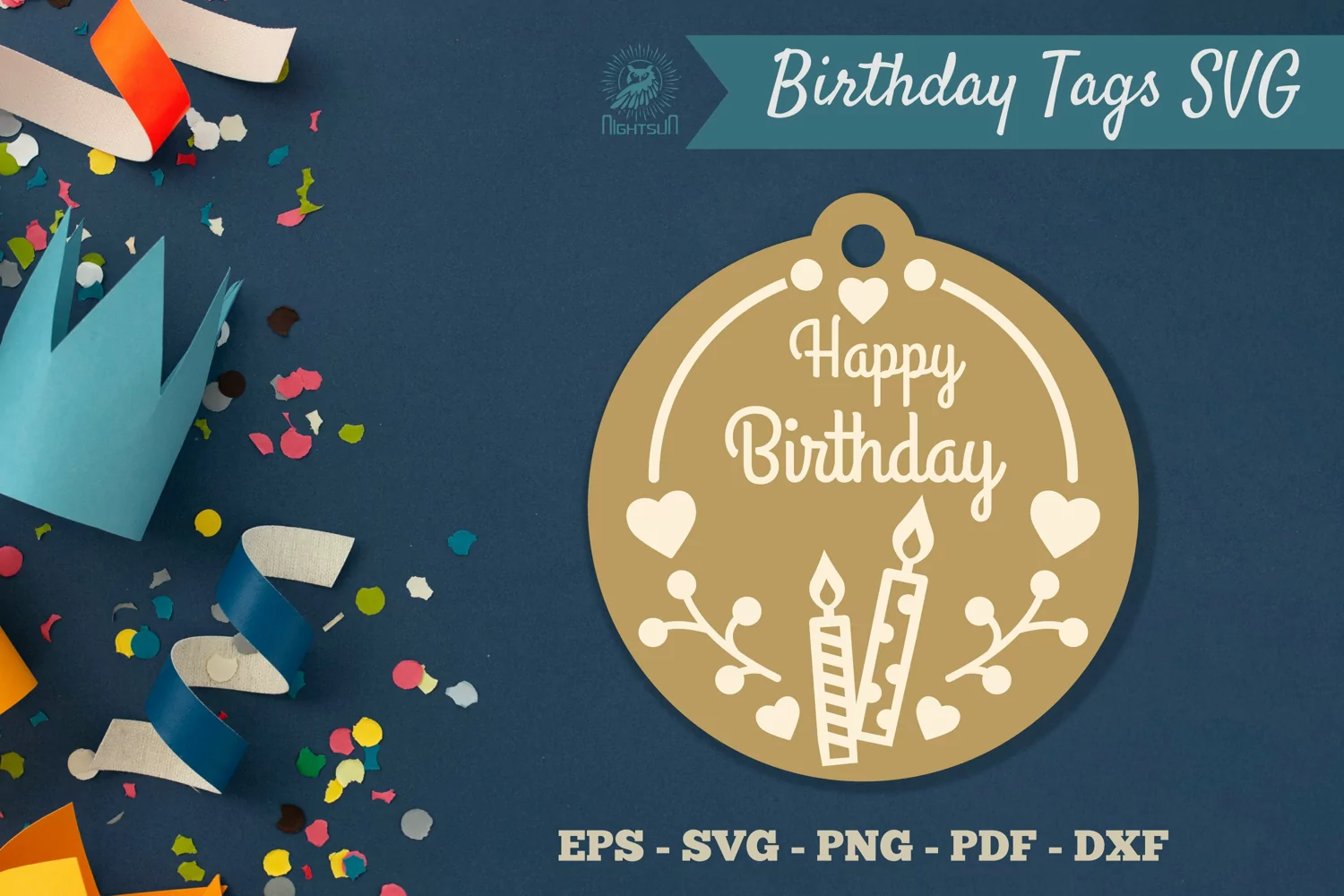 Birthday Tags Round SVG product image 1