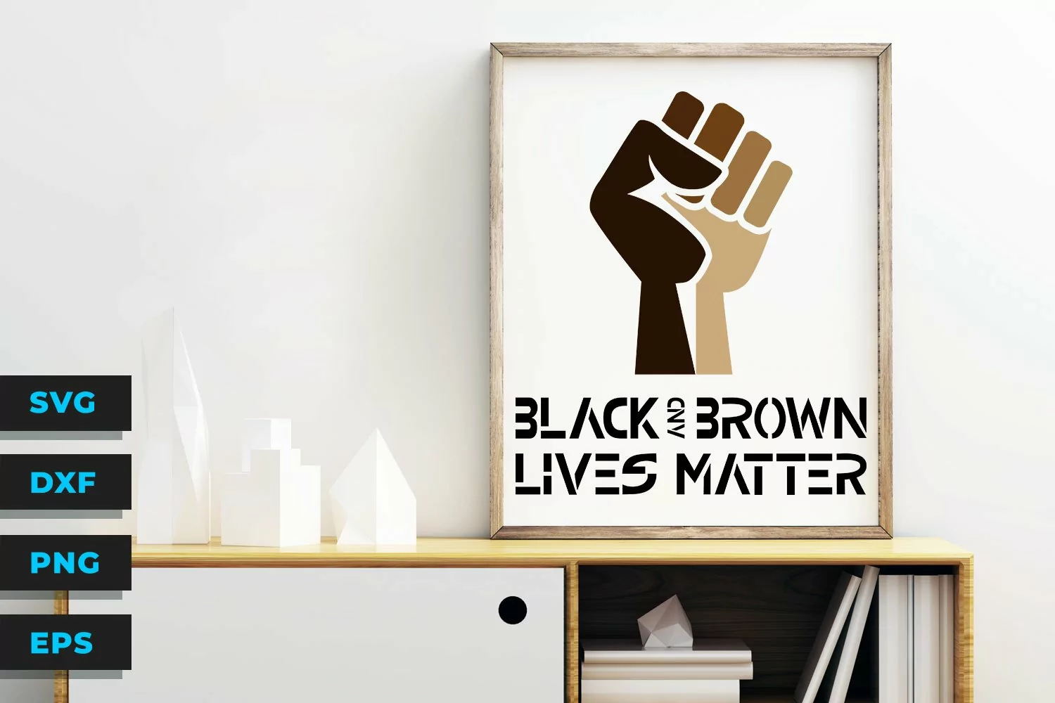 Black & Brown Lives Matter w/ Multicolor BLM Fist - SVG File product image 1