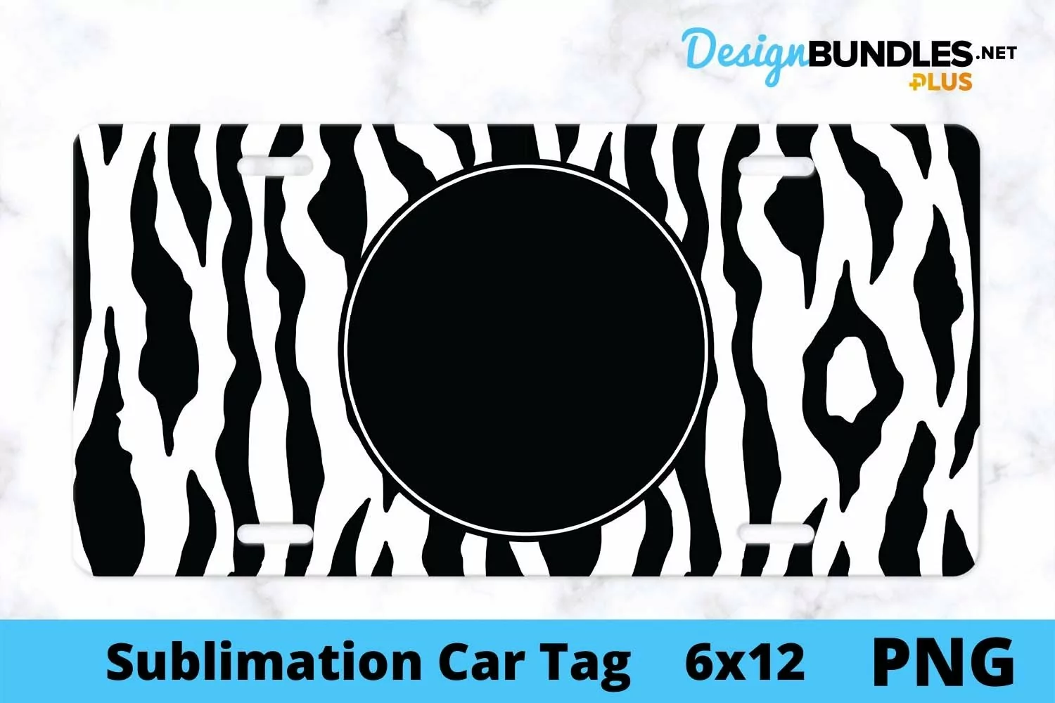Sublimation Car Tag - Car Tag PNG - Monogrammed Zebra product image 1