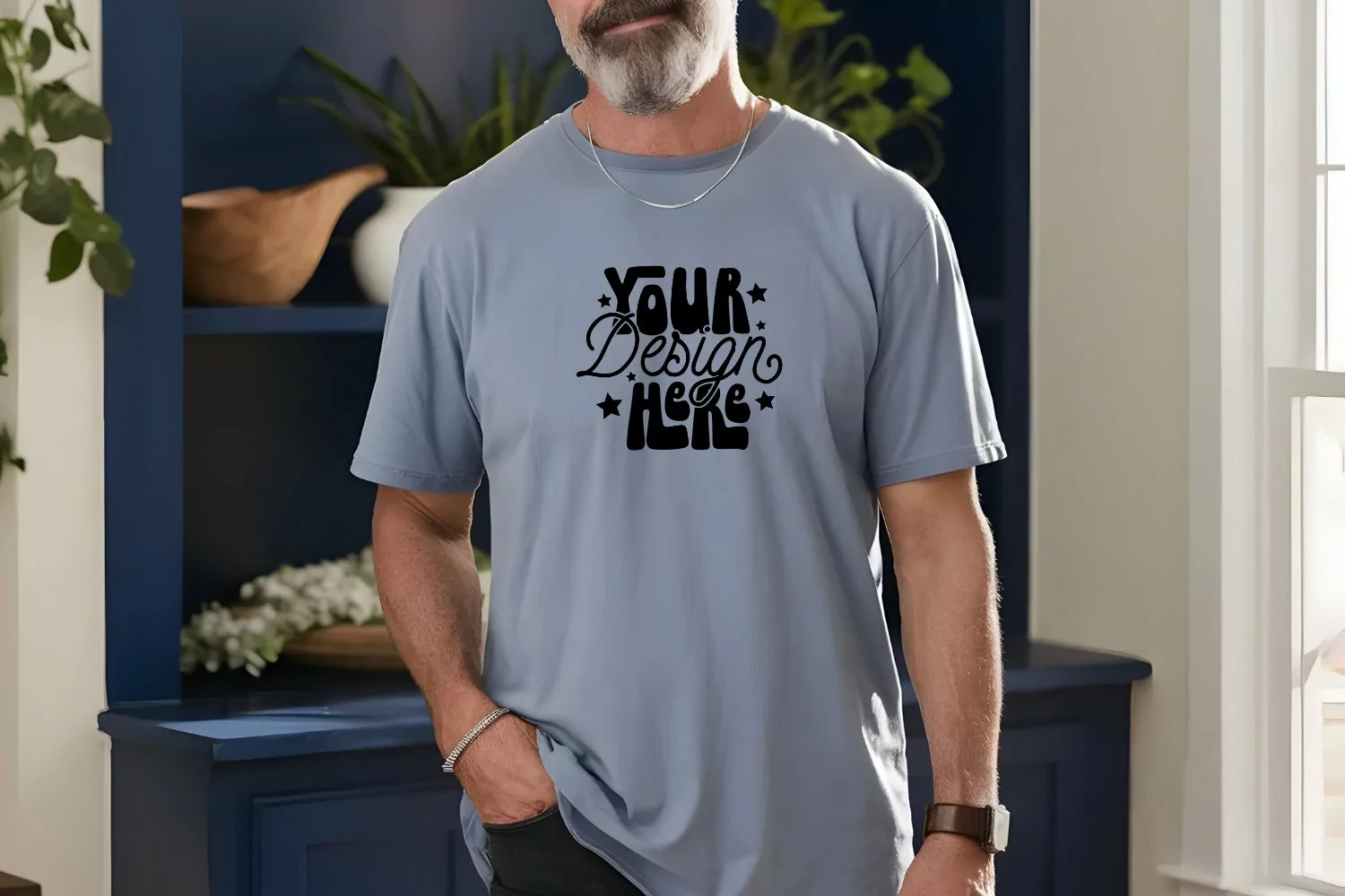 Blue Jean Comfort Colors 1717 Mockup, Men's T-shirt Mockup, product image 1