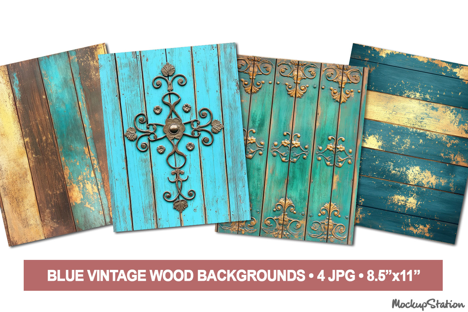 Shabby Old Floral Wood Papers Digital Paper Backgrounds JPG product image 1