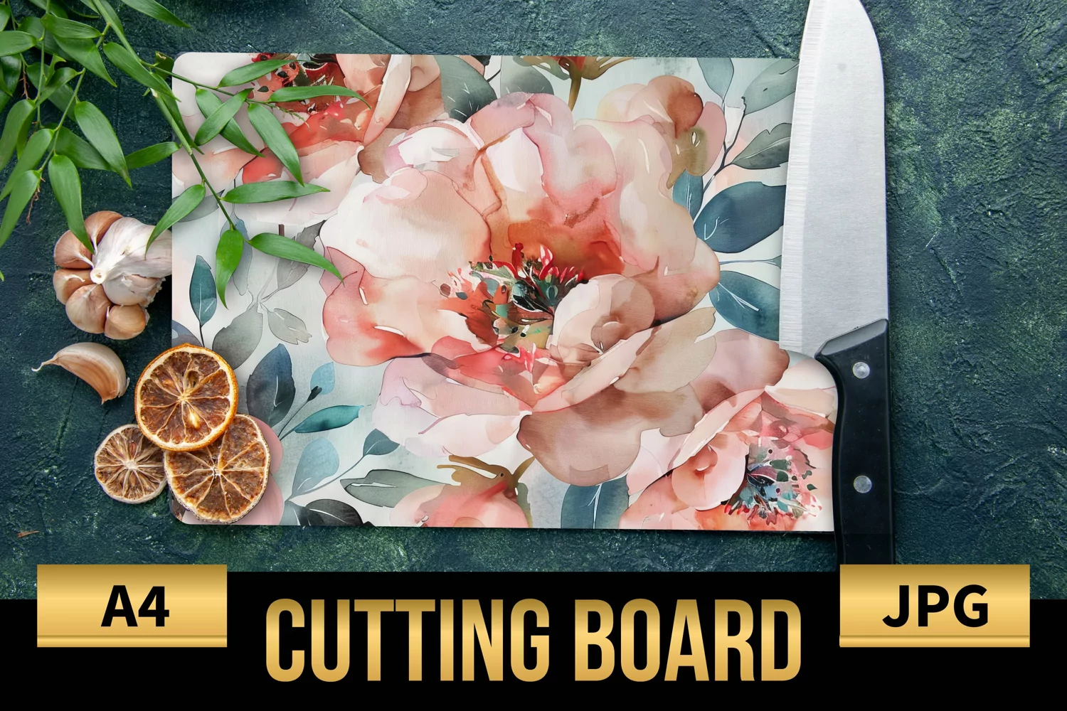 Blush Floral Watercolor Cutting Board | Flowers Design product image 1