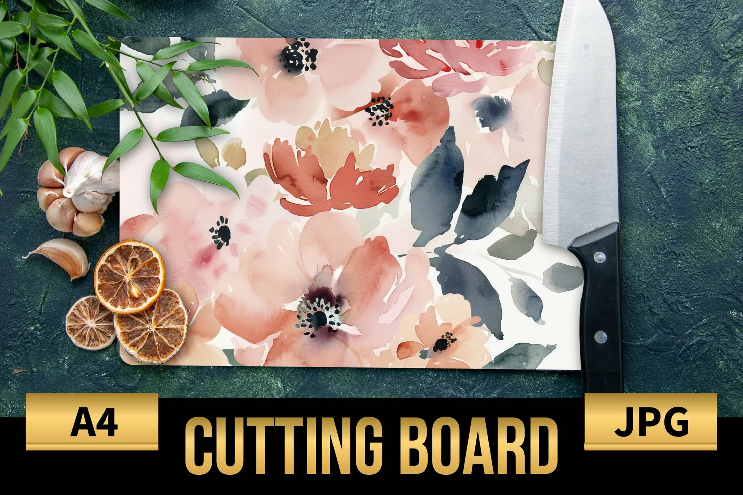 Blush Floral Watercolor Cutting Board | Flowers Design product image 1