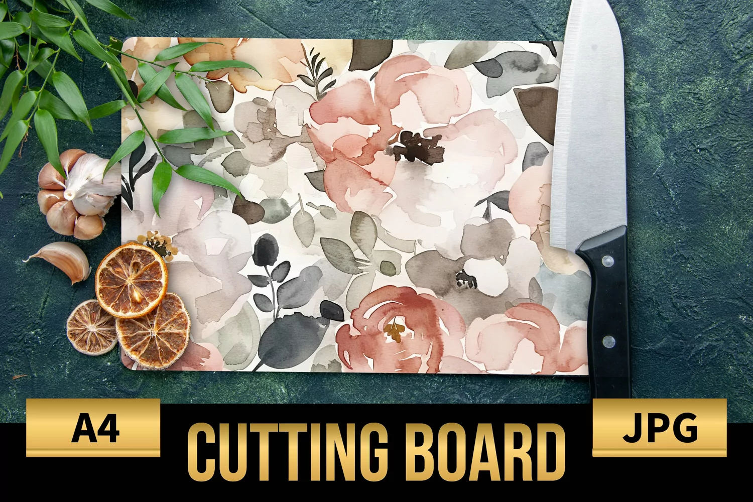 Blush Floral Watercolor Cutting Board | Flowers Design product image 1