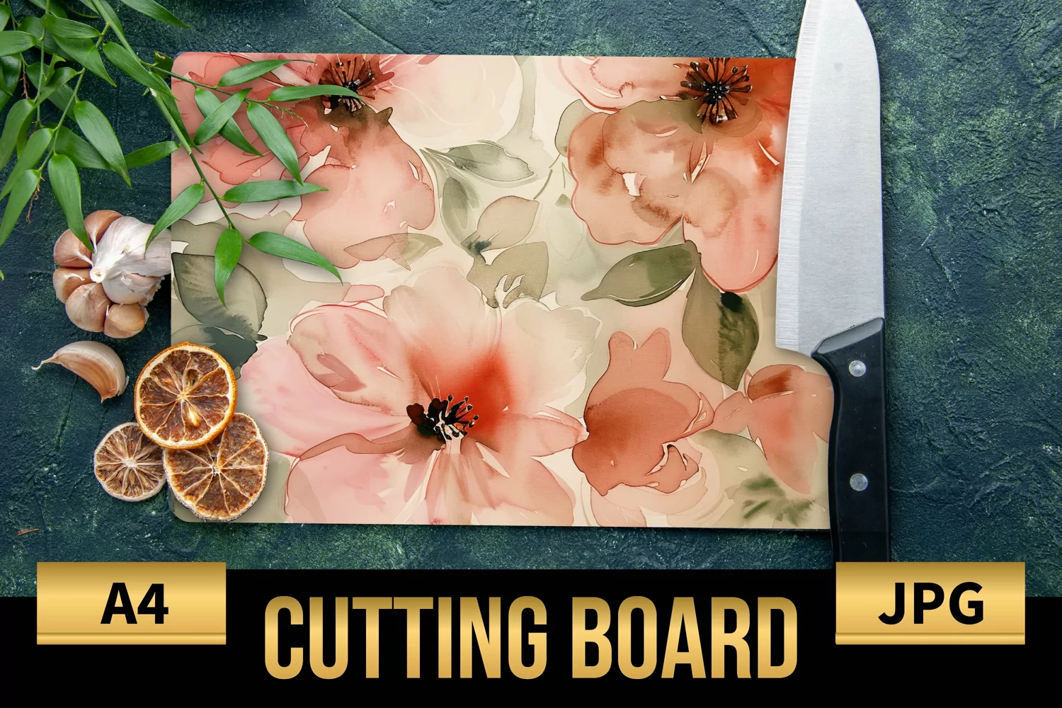 Blush Floral Watercolor Cutting Board | Flowers Design product image 1