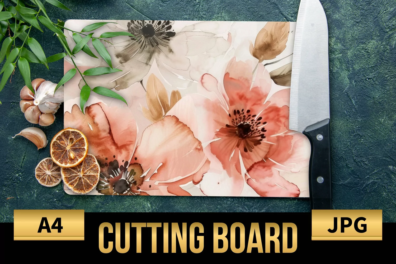 Blush Floral Watercolor Cutting Board | Flowers Design product image 1