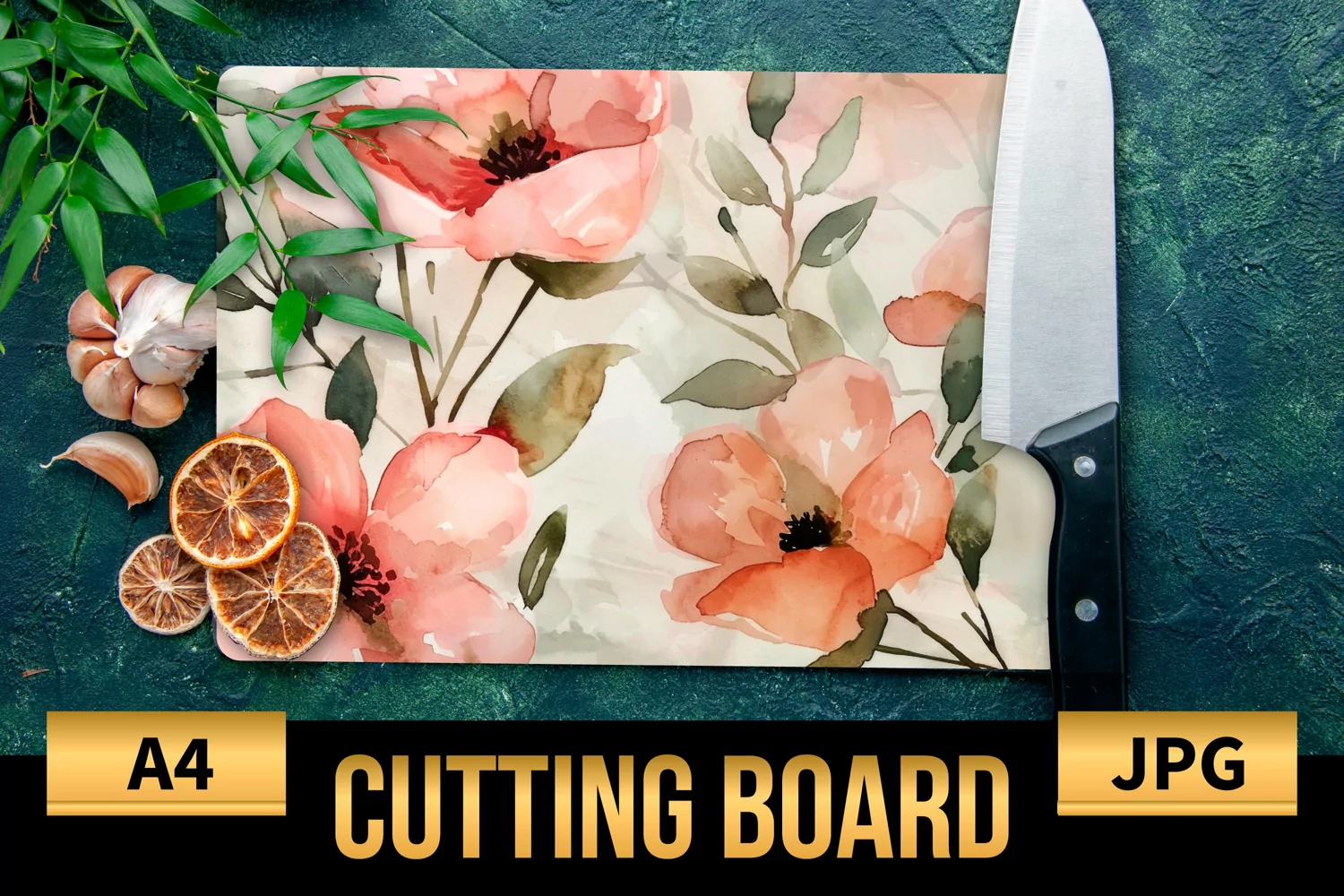 Blush Floral Watercolor Cutting Board | Flowers Design product image 1
