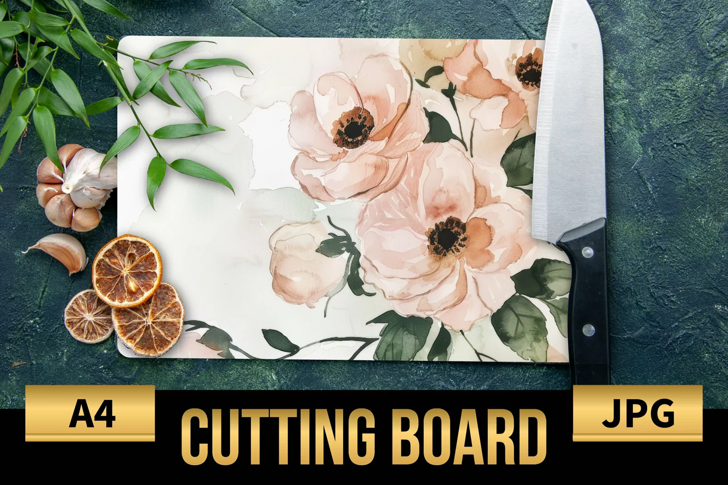 Blush Floral Watercolor Cutting Board | Flowers Design product image 1