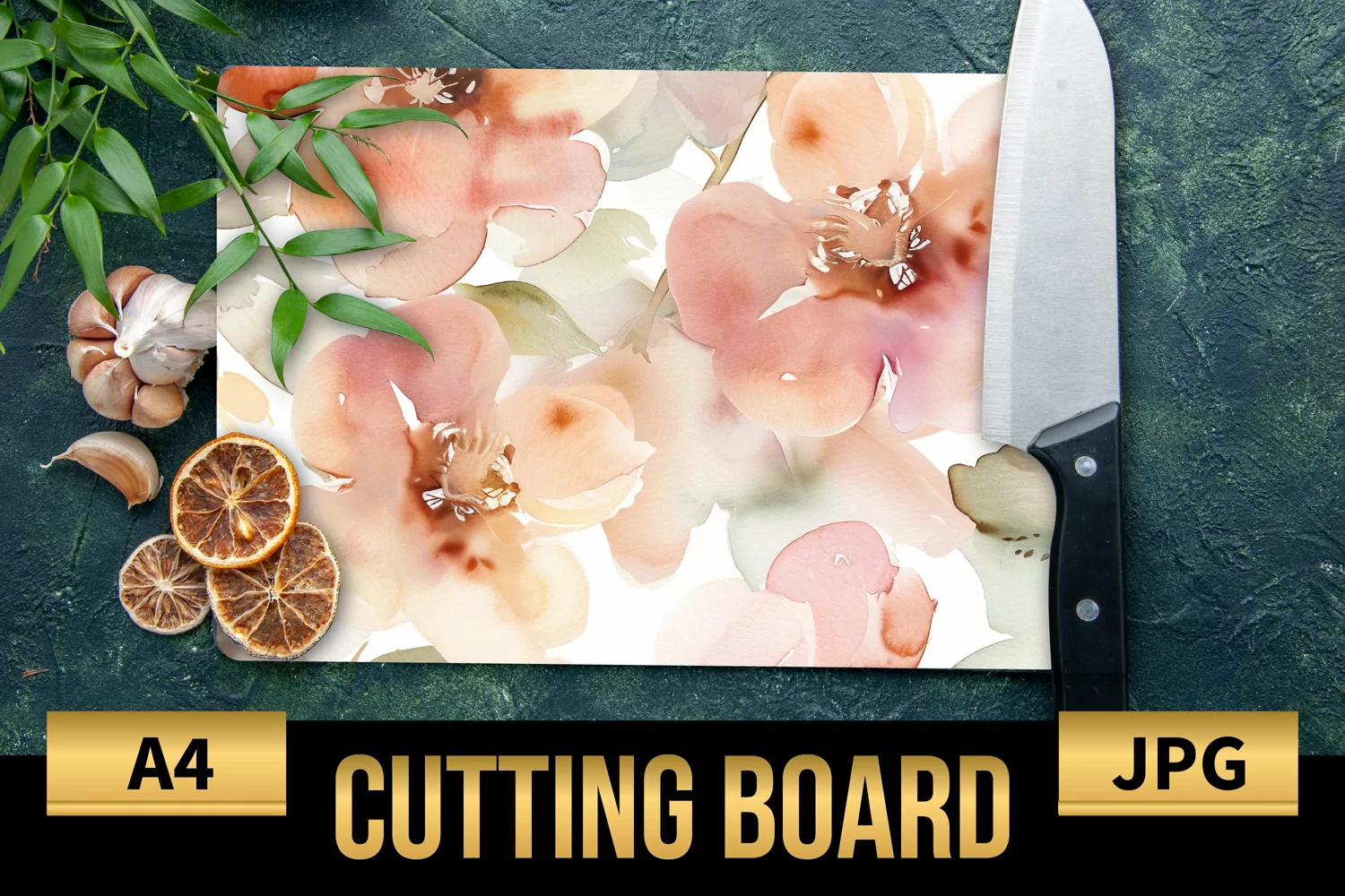 Blush Floral Watercolor Cutting Board | Flowers Design product image 1