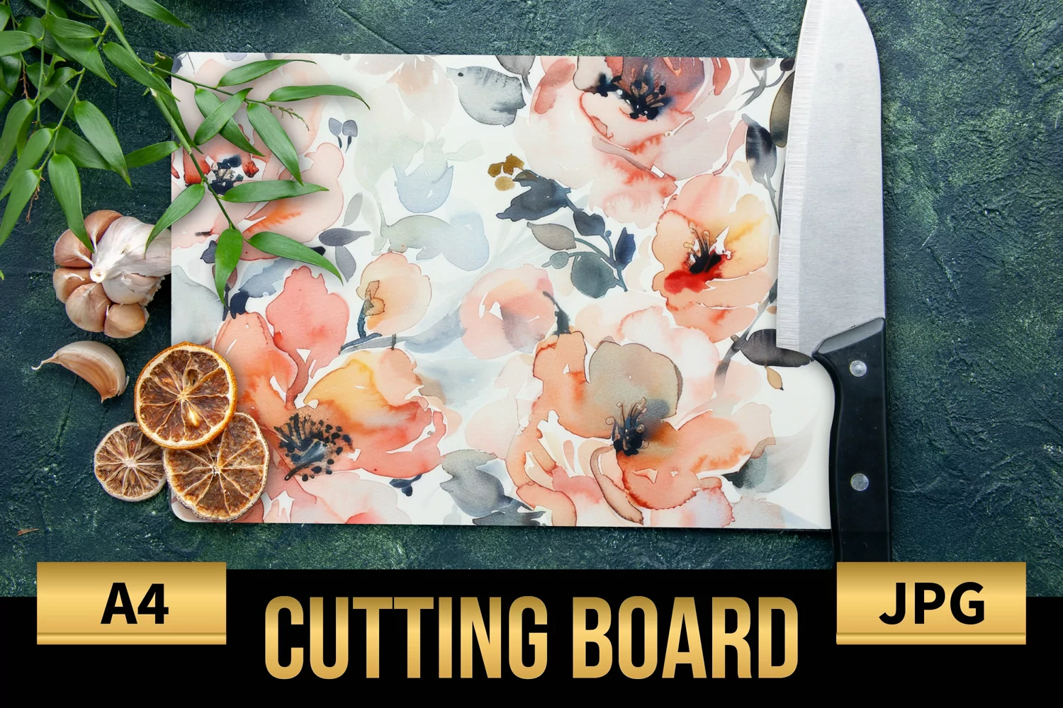 Blush Floral Watercolor Cutting Board | Flowers Design product image 1