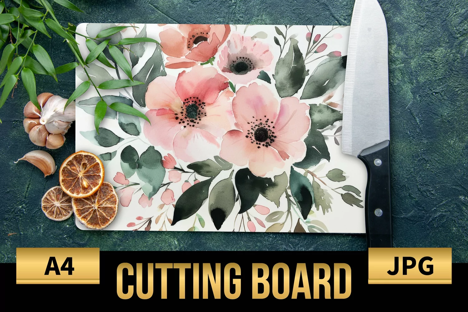 Blush Floral Watercolor Cutting Board | Flowers Design product image 1