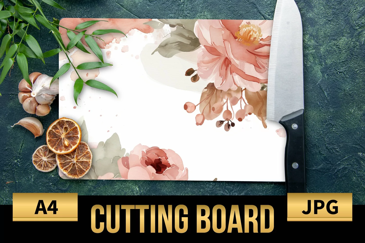 Blush Floral Watercolor Cutting Board | Flowers Design product image 1