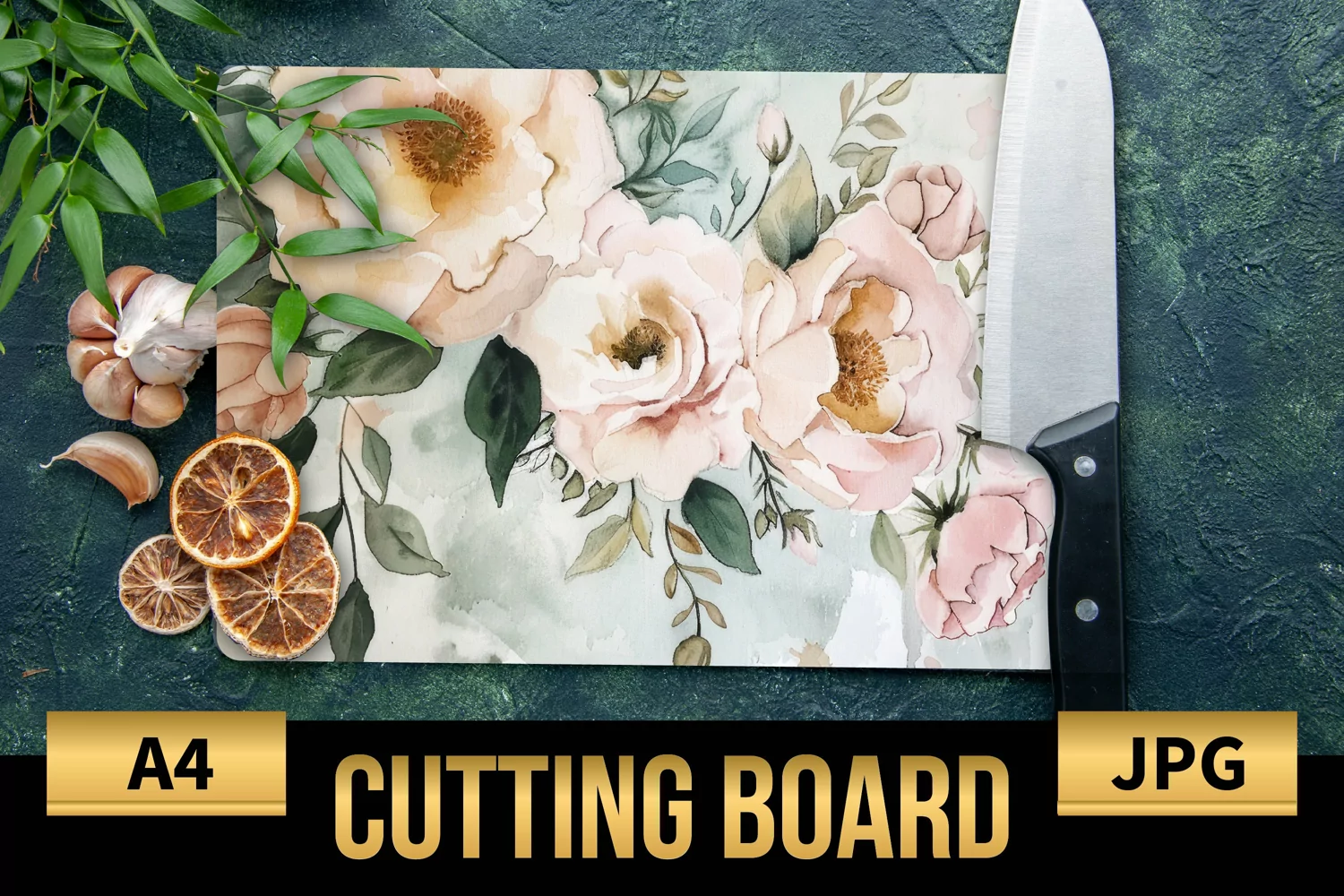 Blush Floral Watercolor Cutting Board | Flowers Design product image 1