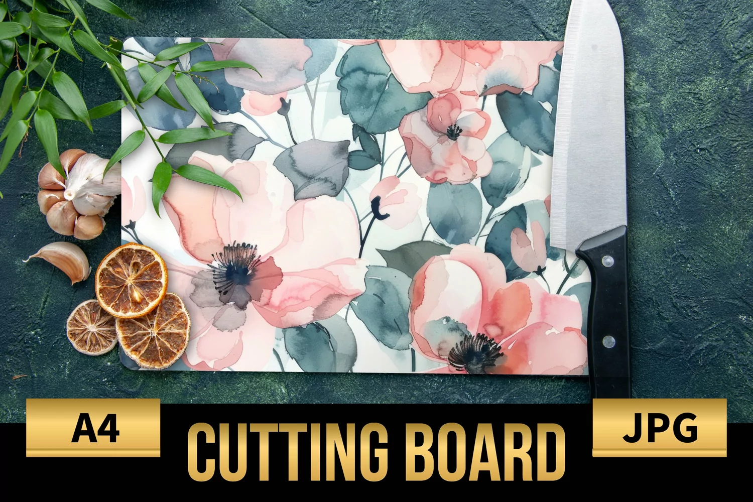 Blush Floral Watercolor Cutting Board | Flowers Design product image 1