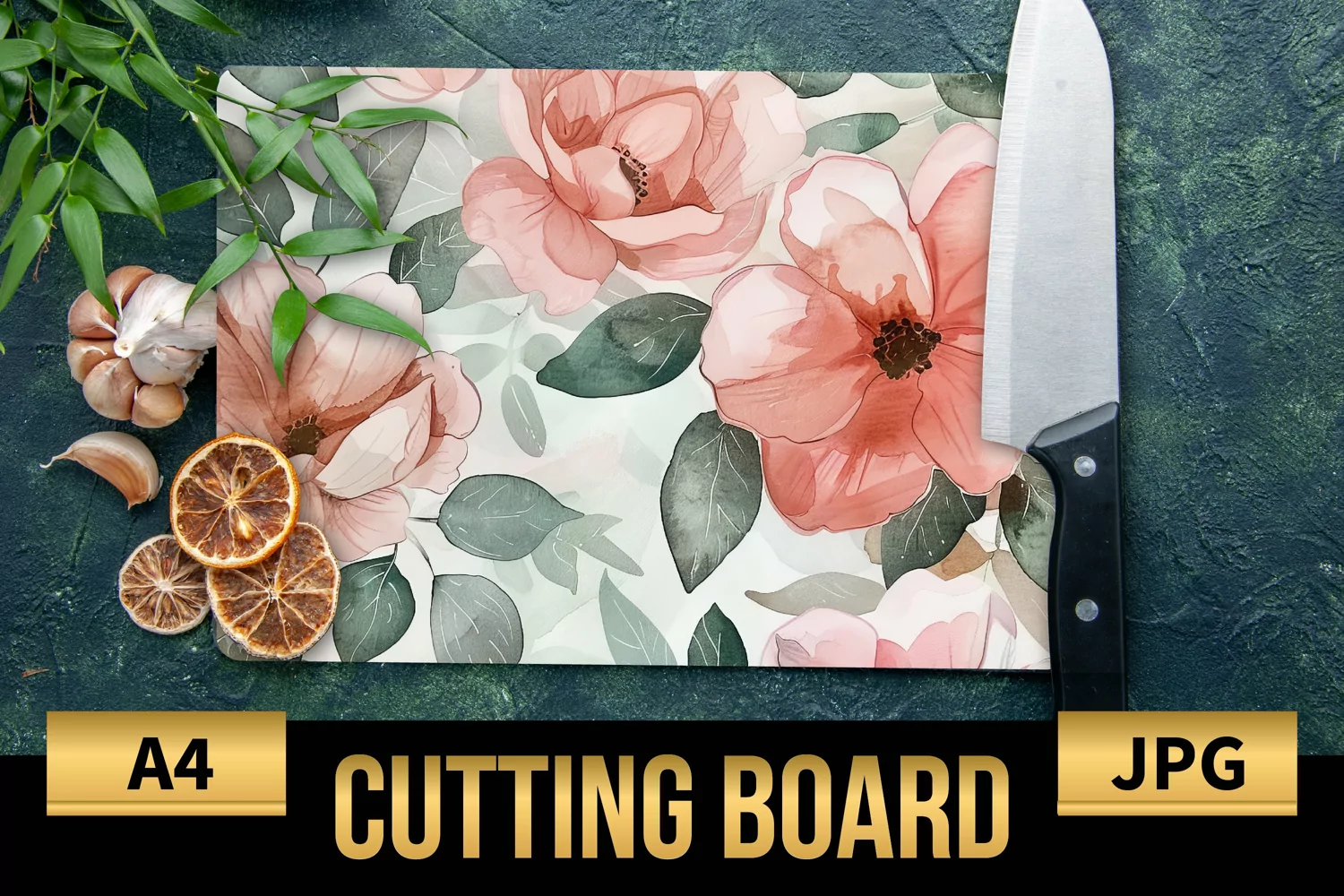 Blush Floral Watercolor Cutting Board | Flowers Design product image 1