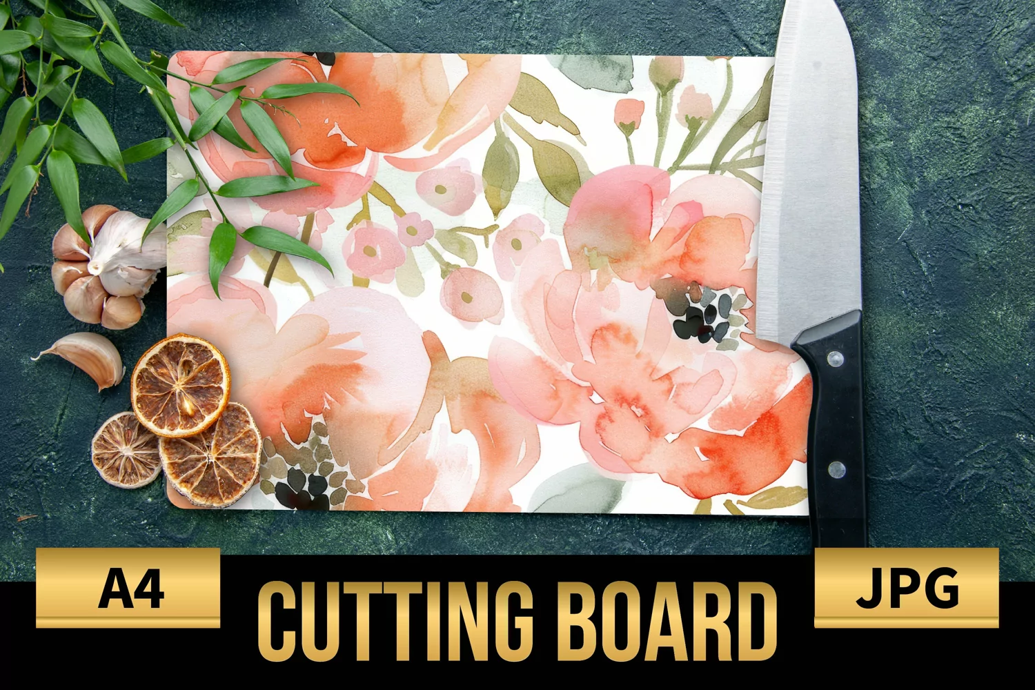 Blush Floral Watercolor Cutting Board | Flowers Design product image 1