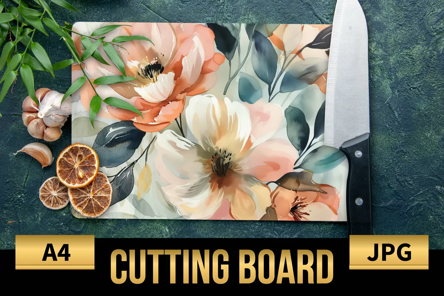 Blush Floral Watercolor Cutting Board | Flowers Design product image 1