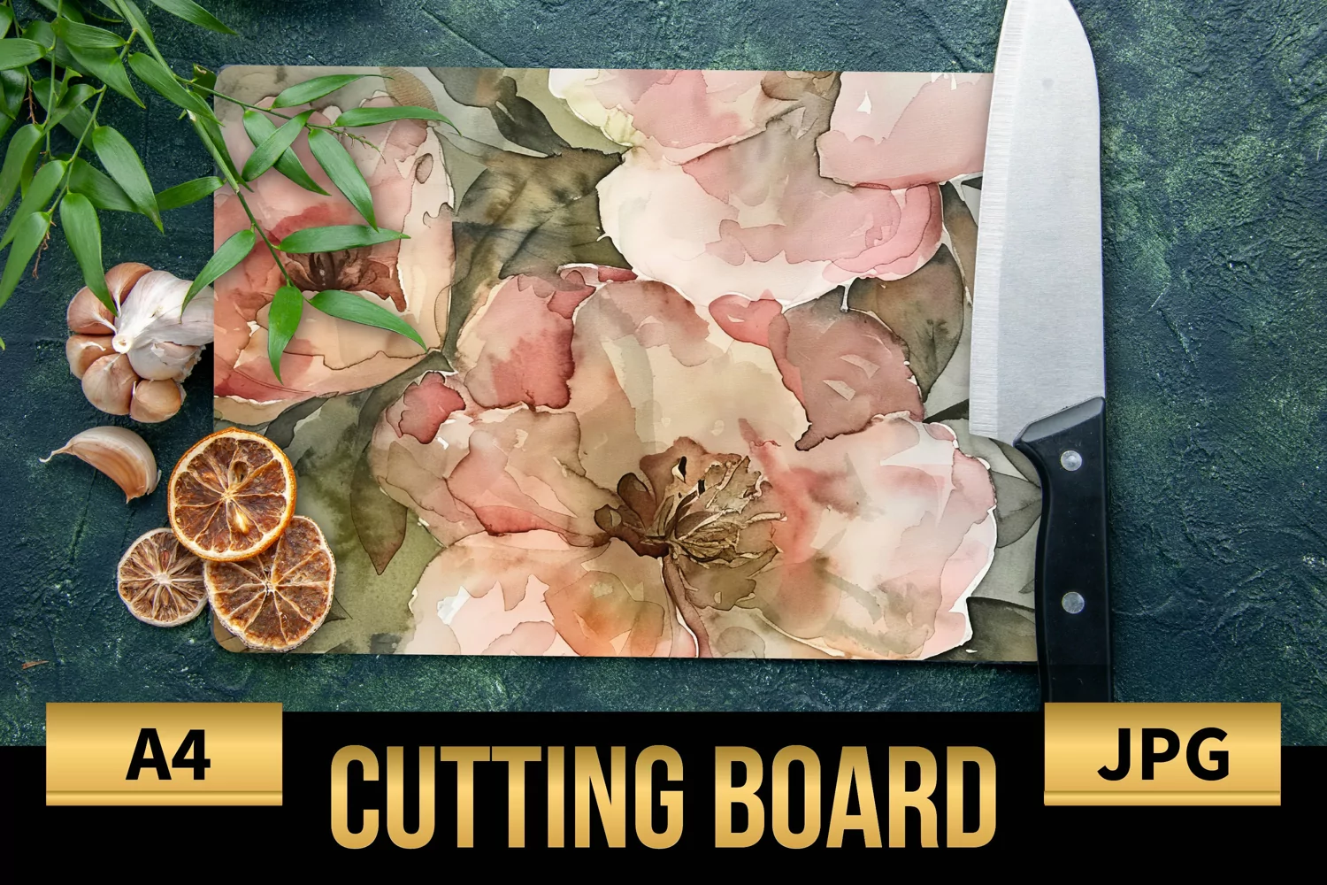 Blush Floral Watercolor Cutting Board | Flowers Design product image 1