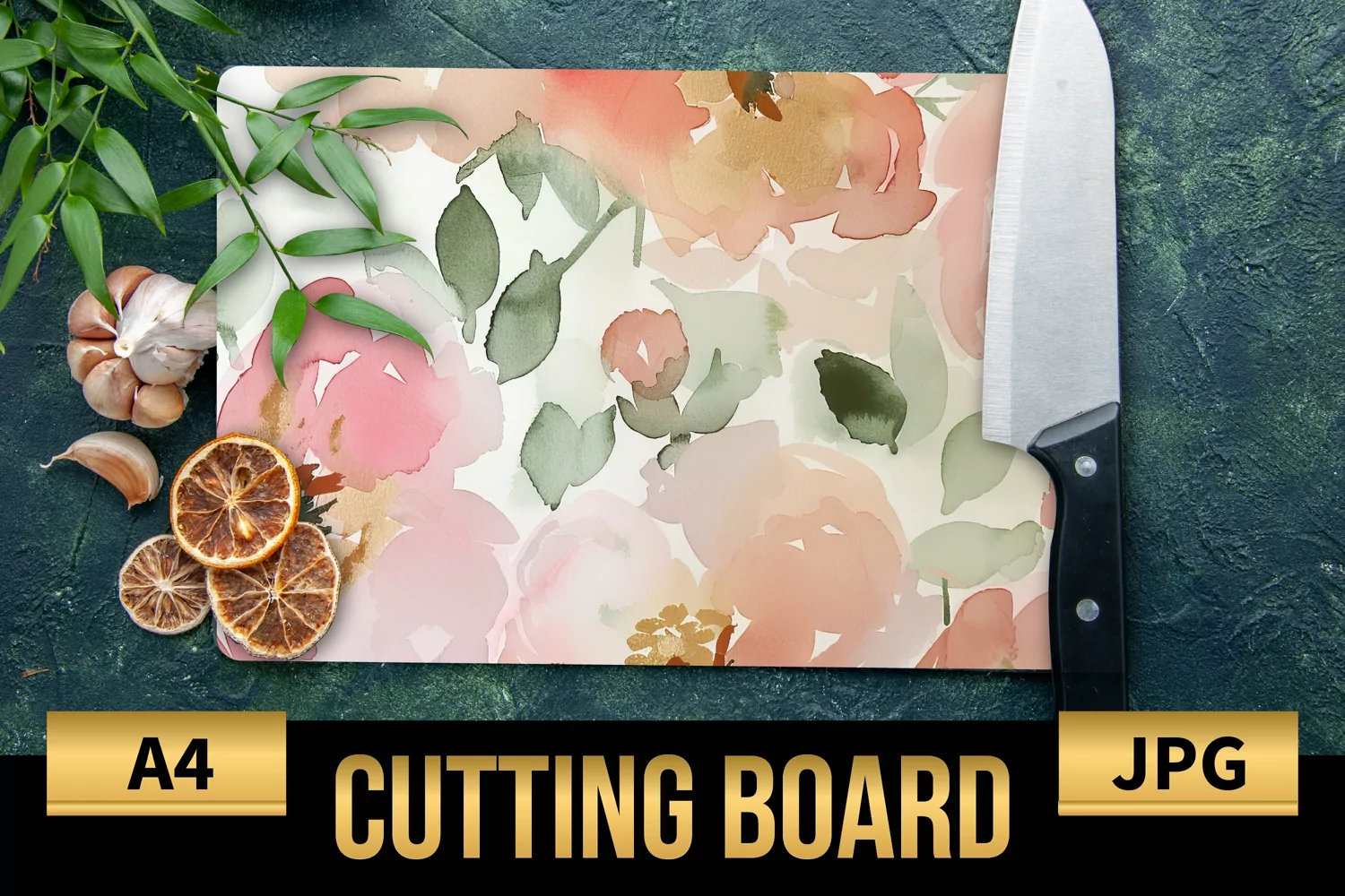 Blush Floral Watercolor Cutting Board | Flowers Design product image 1