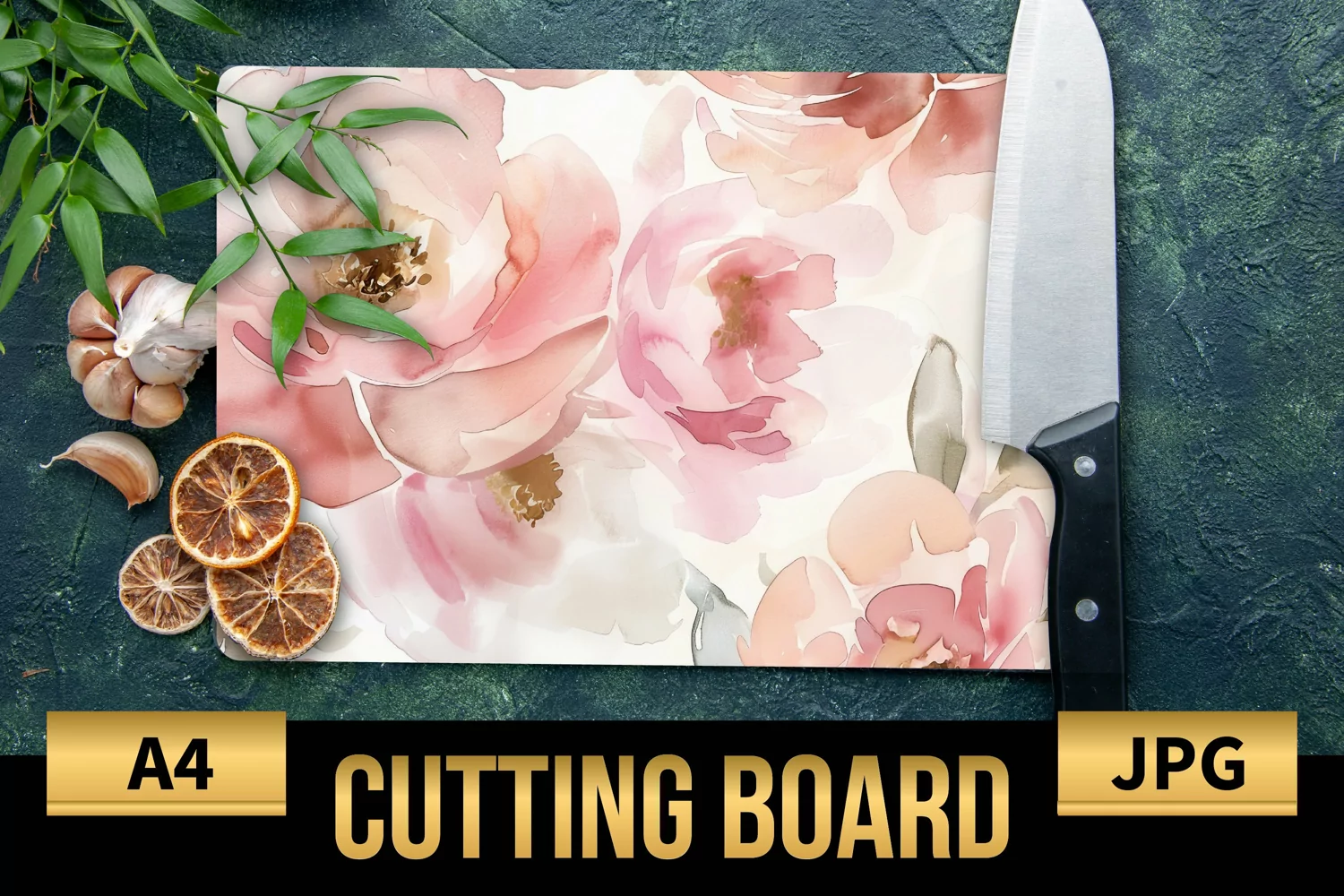 Blush Floral Watercolor Cutting Board | Flowers Design product image 1