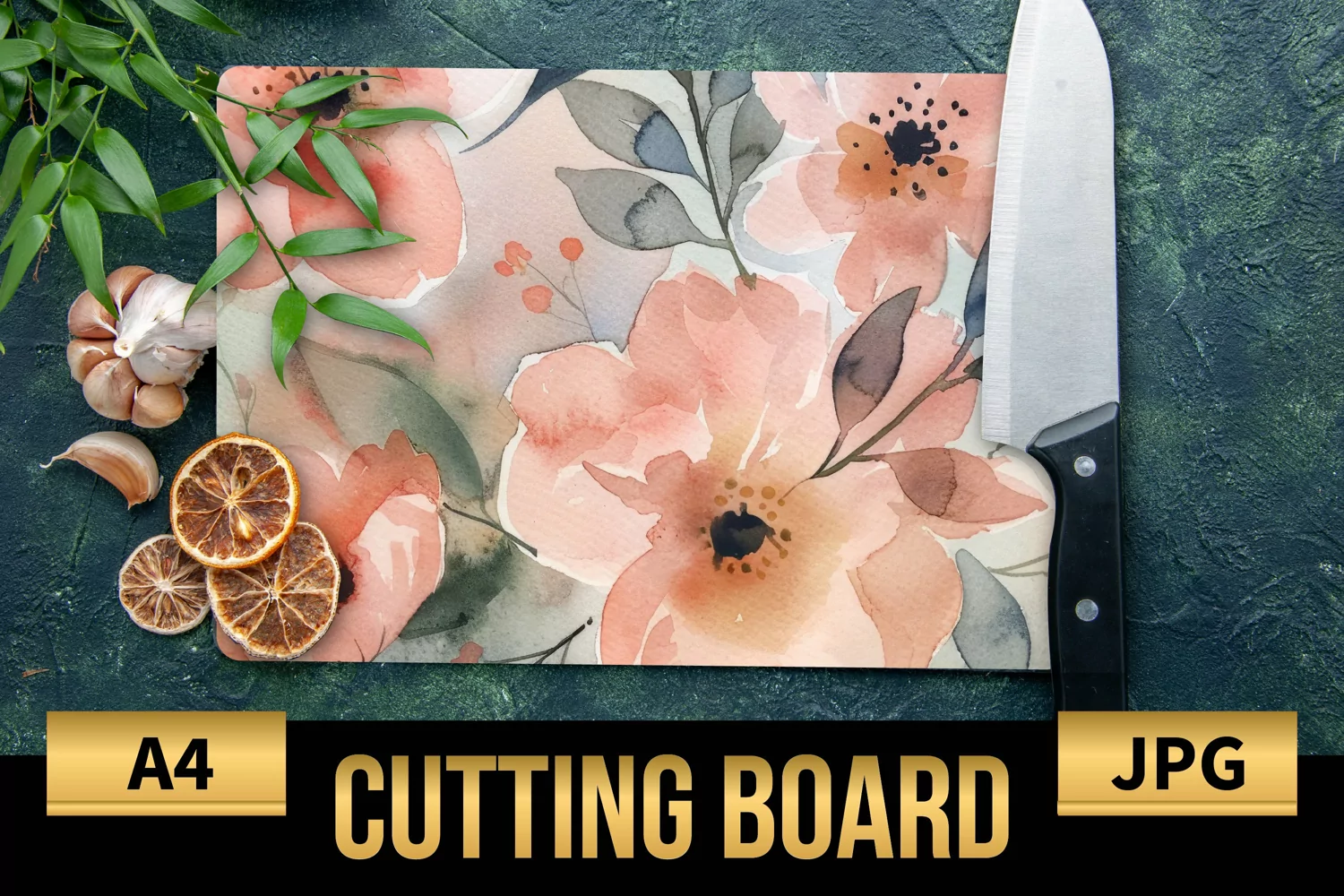 Blush Floral Watercolor Cutting Board | Flowers Design product image 1