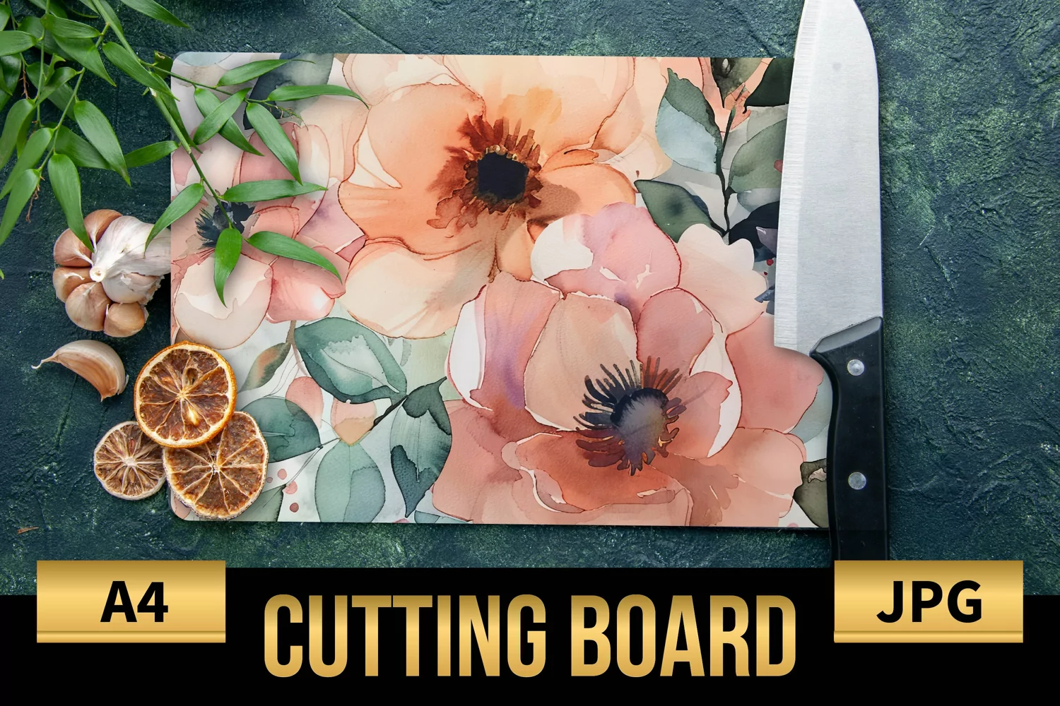 Blush Floral Watercolor Cutting Board | Flowers Design product image 1
