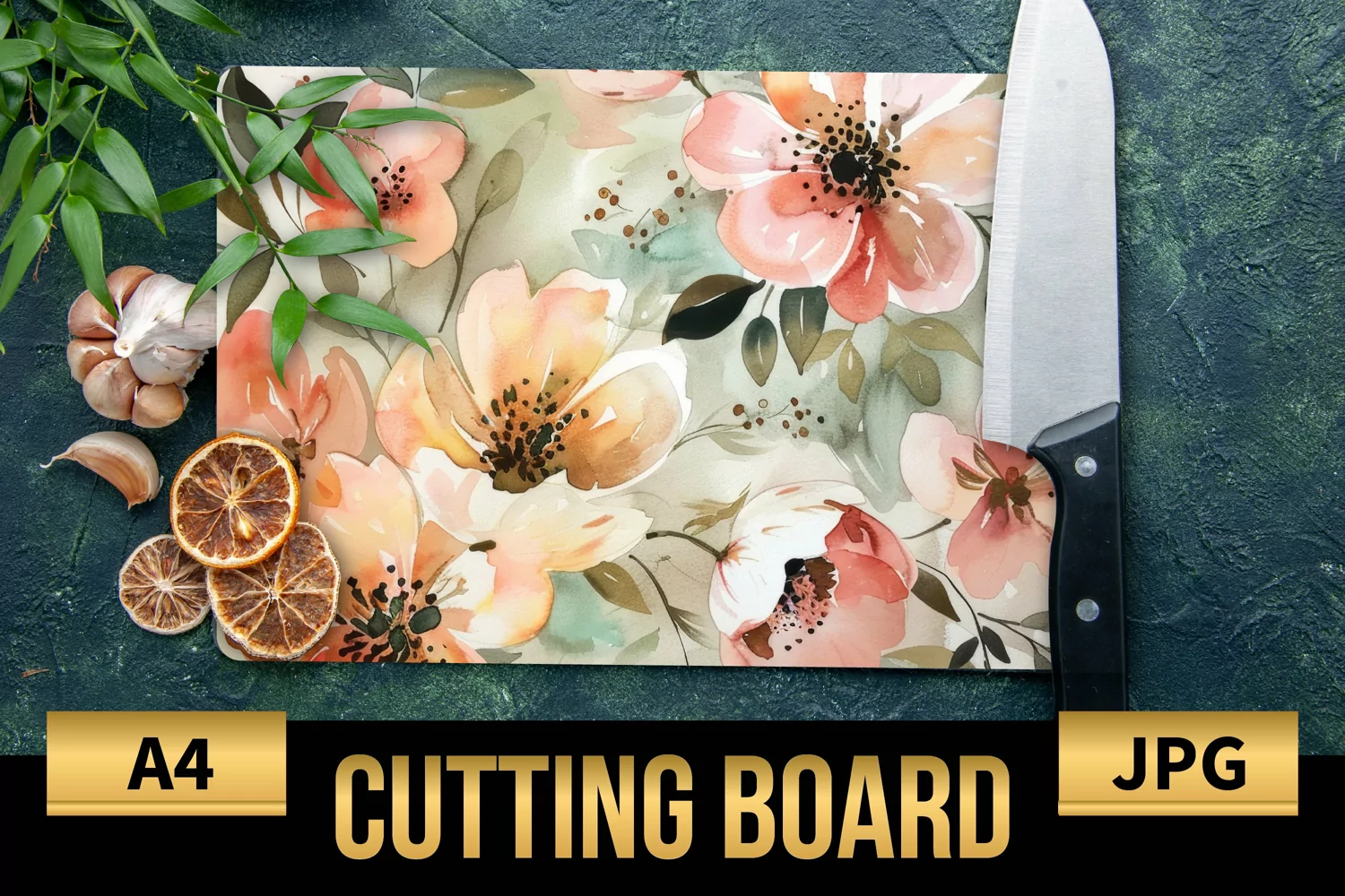 Blush Floral Watercolor Cutting Board | Flowers Design product image 1