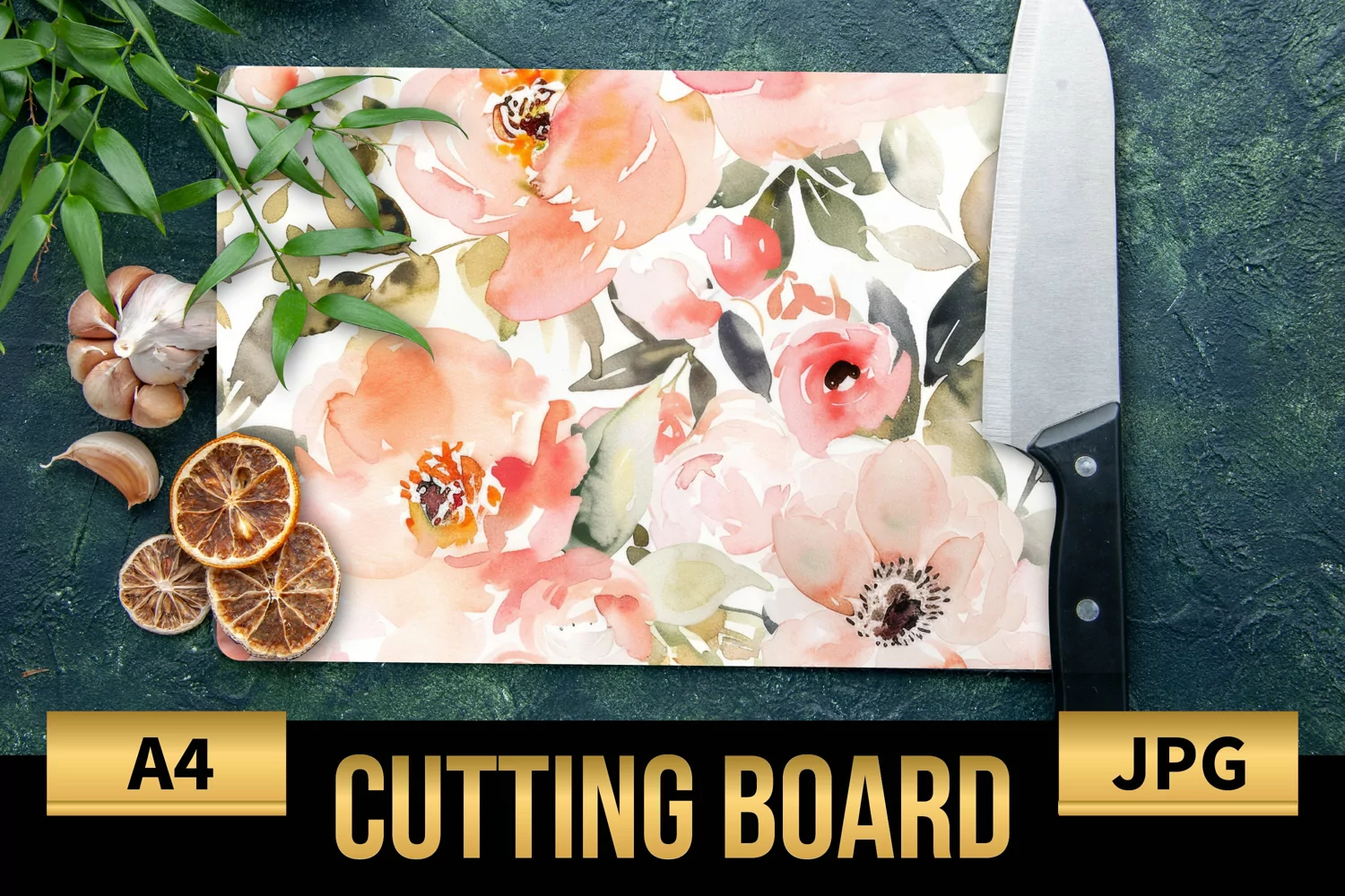Blush Floral Watercolor Cutting Board | Flowers Design product image 1
