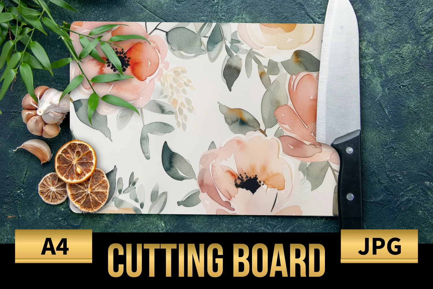 Blush Floral Watercolor Cutting Board | Flowers Design product image 1