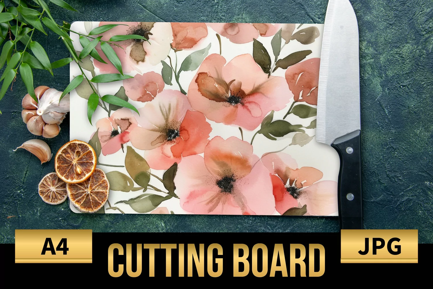 Blush Floral Watercolor Cutting Board | Flowers Design product image 1