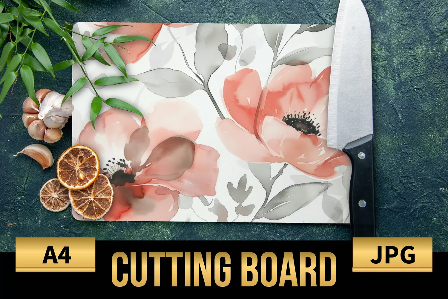 Blush Floral Watercolor Cutting Board | Flowers Design product image 1