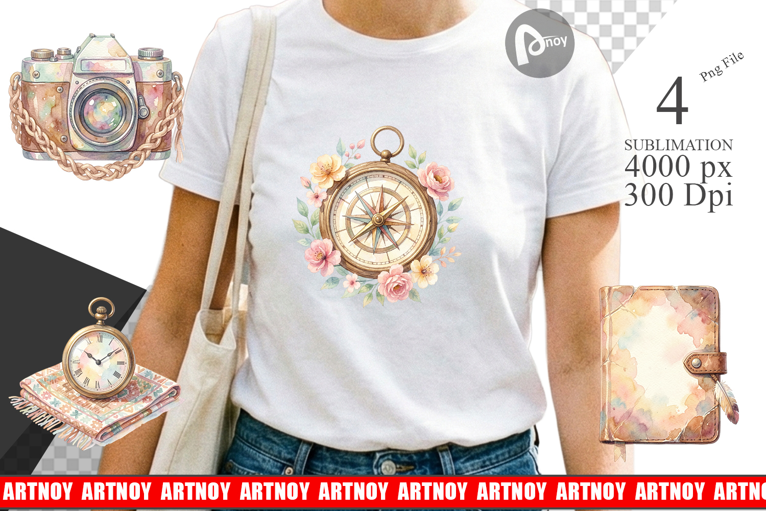 Boho Vintage Travel Ephemera Sublimation product image 1