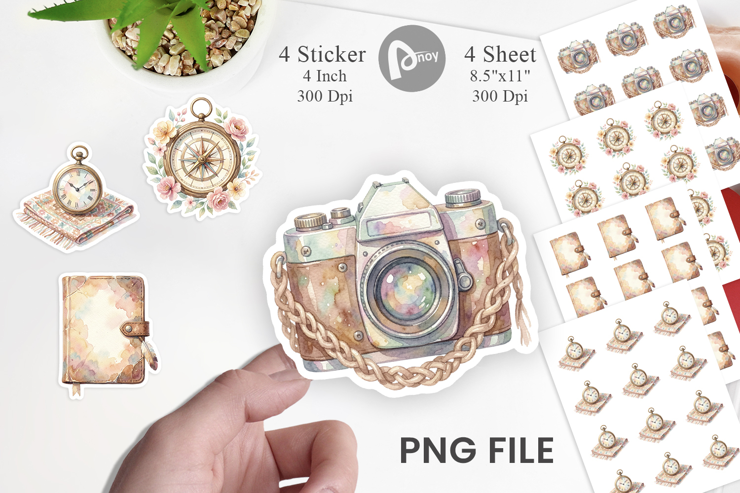 Boho Vintage Travel Ephemera Sticker product image 1