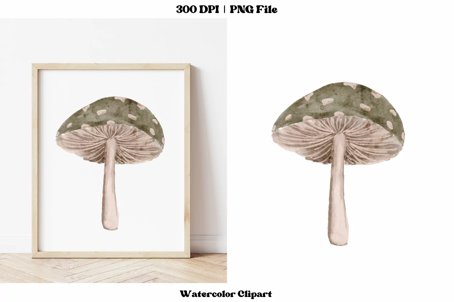 Boho Watercolor Mushroom Clipart  Mushroom Sublimation Png
