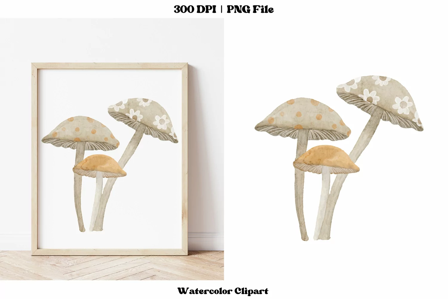 Boho Watercolor Mushroom Clipart  Mushroom Sublimation Png
