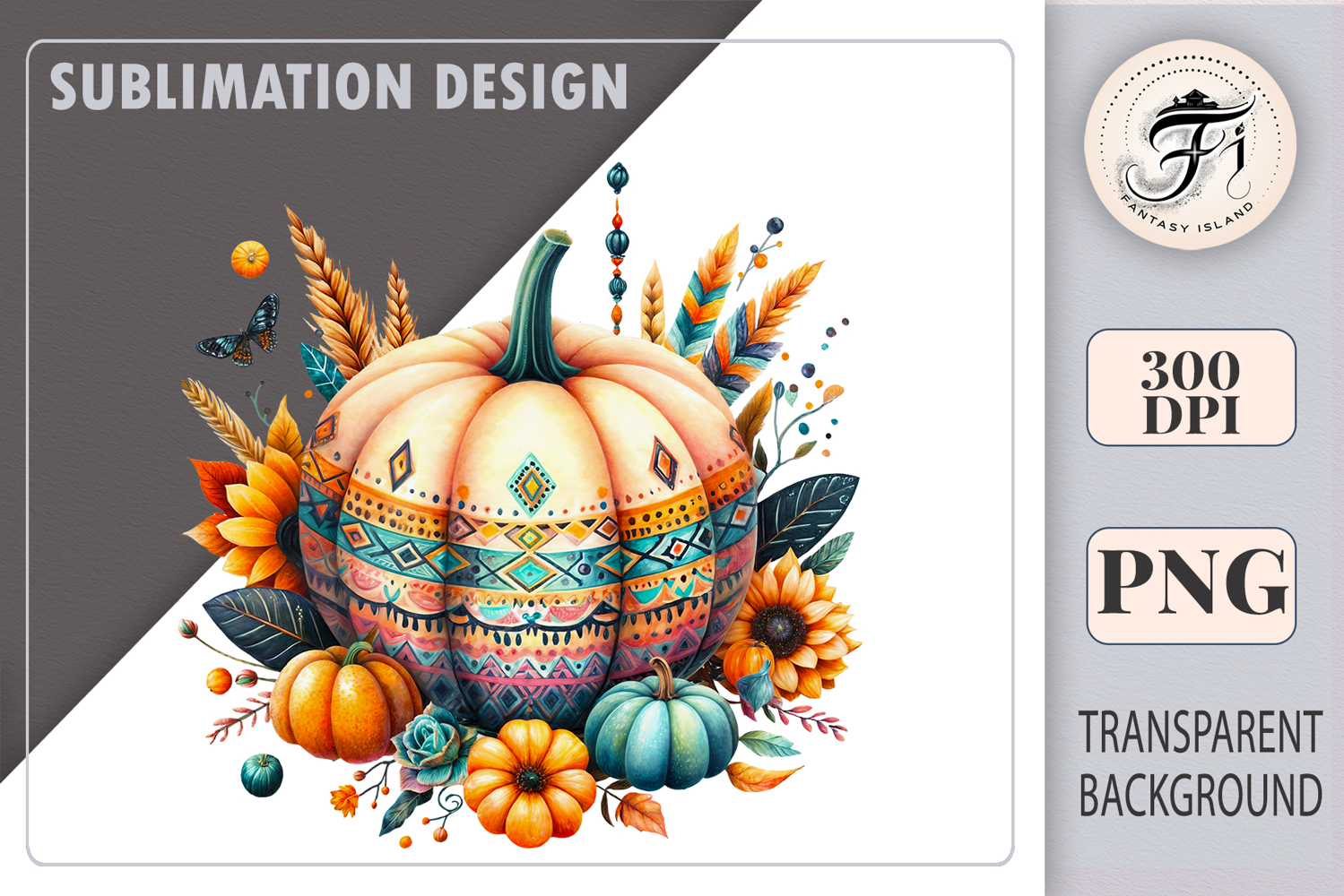 boho-watercolor-pumpkin-autumn-clipart