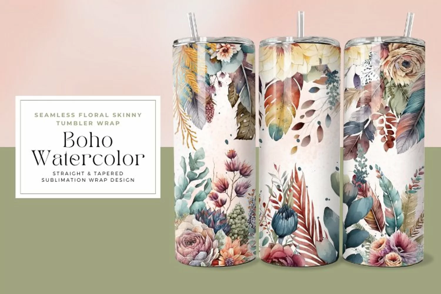 Boho Watercolor Tumbler Wrap product image 1