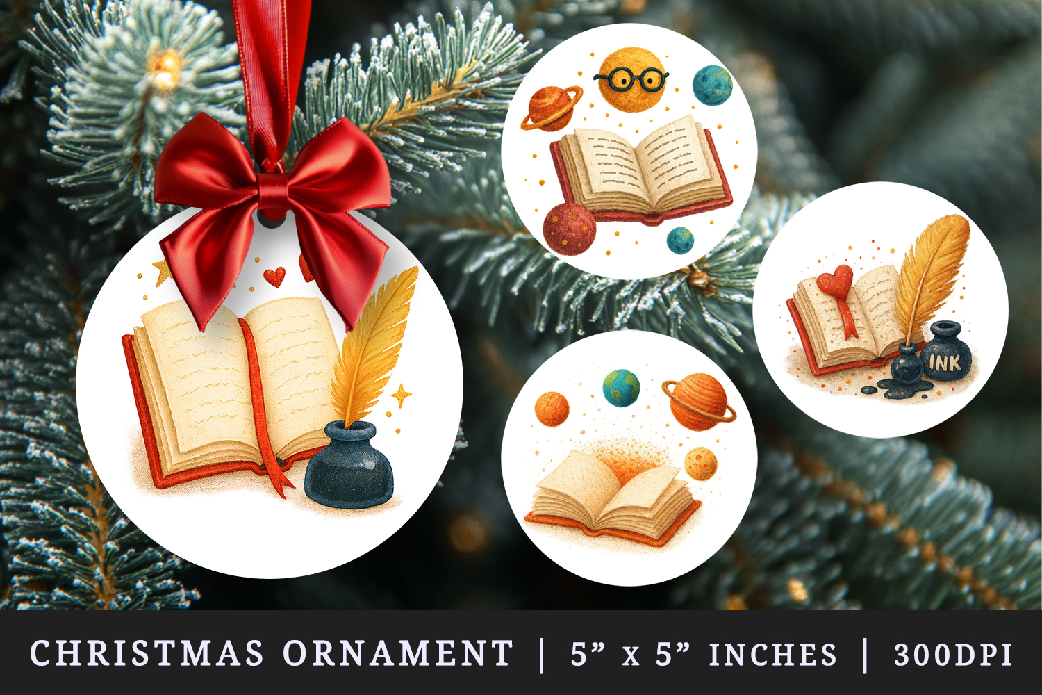 Book Lover round ornaments sublimation design product image 1