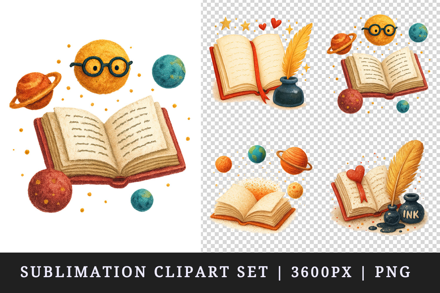Book Lover clipart printable sublimation design png product image 1