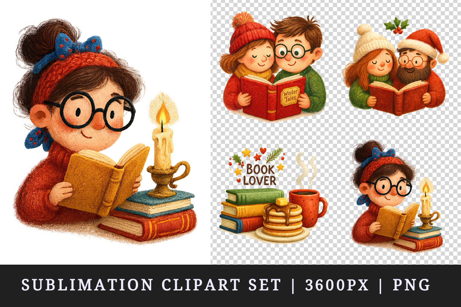 Book Lover clipart printable sublimation design png product image 1