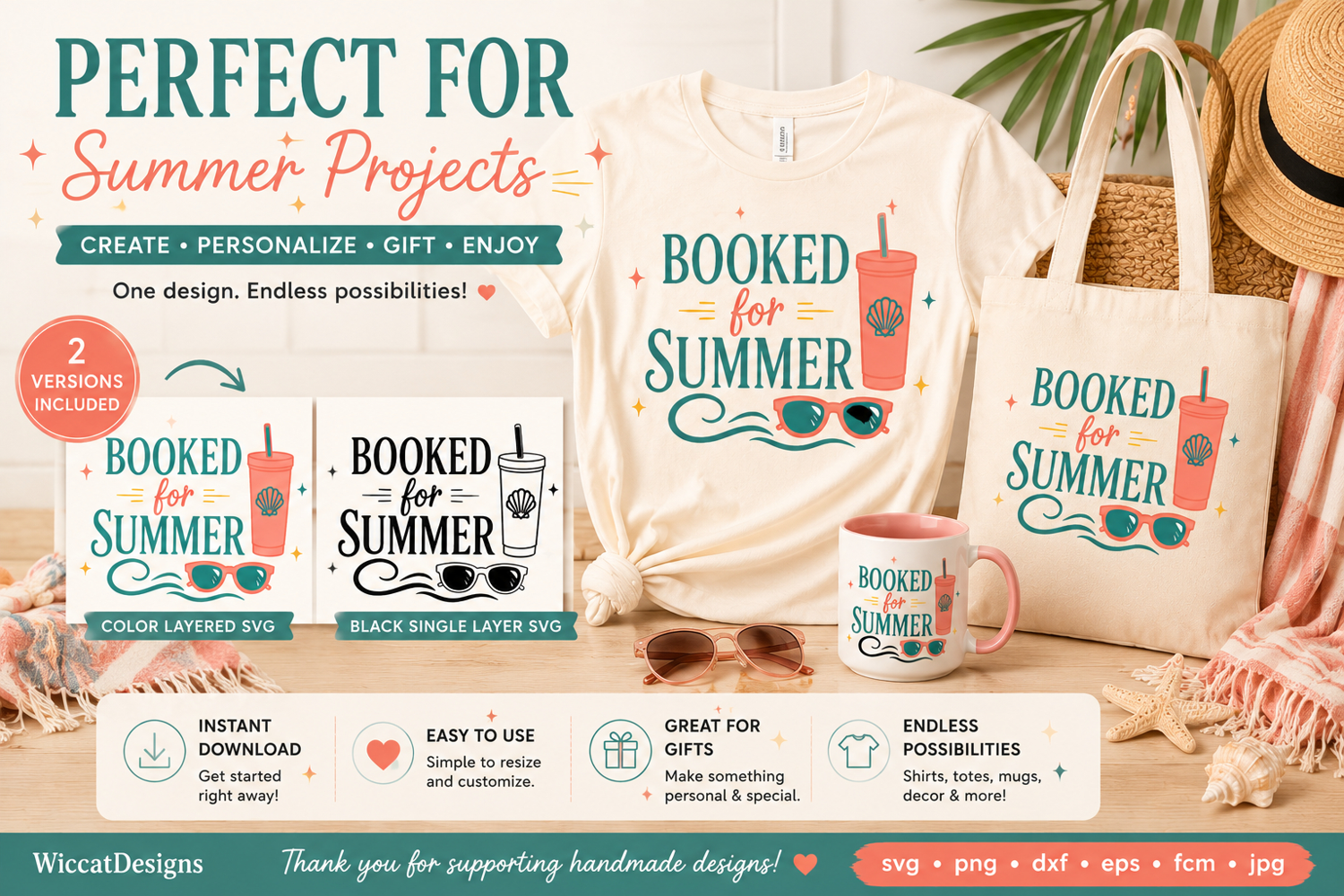 Booked for Summer SVG File, Summer Book Lover svg product image 1
