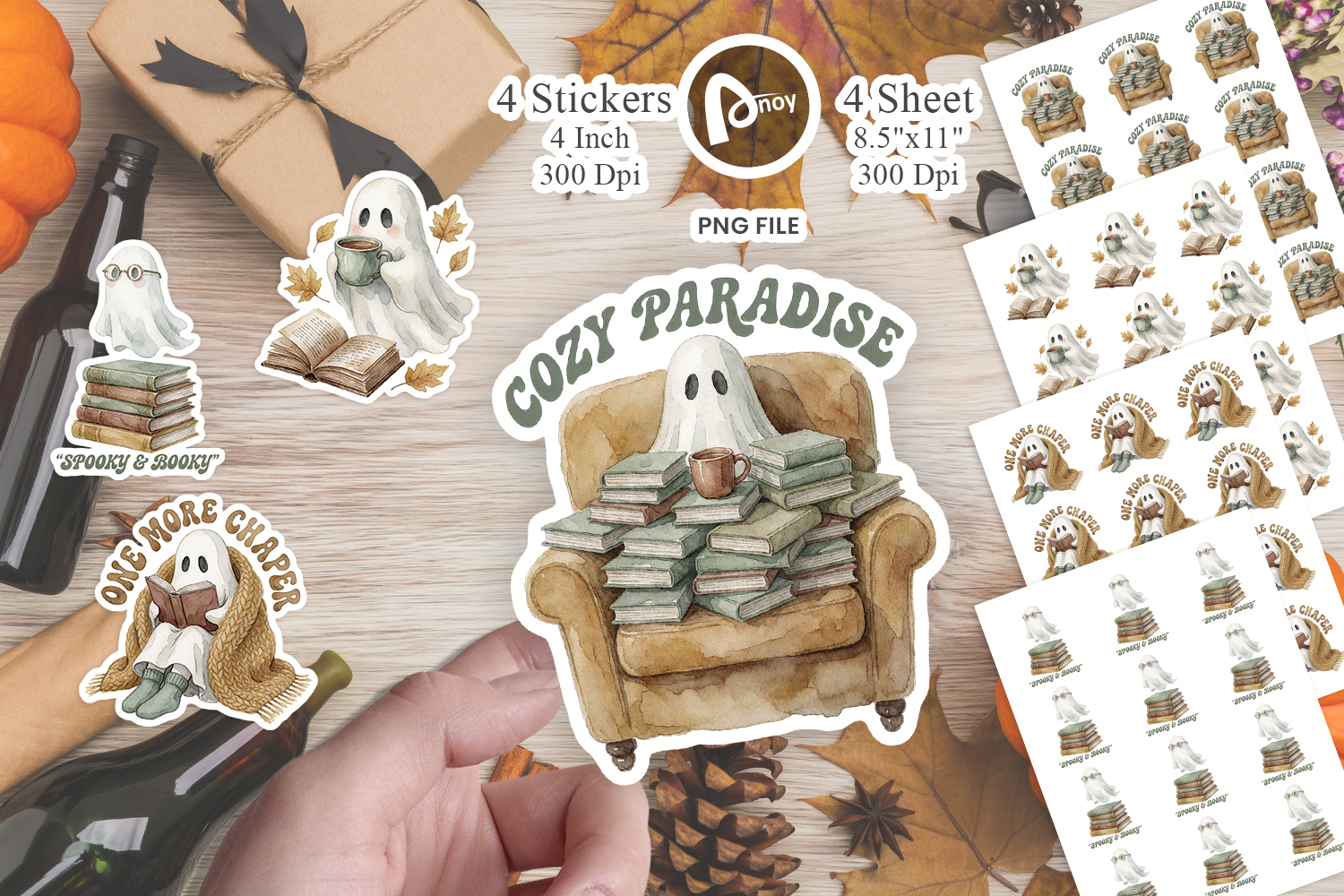 Bookish Ghost Cozy Autumn Sticker product image 1